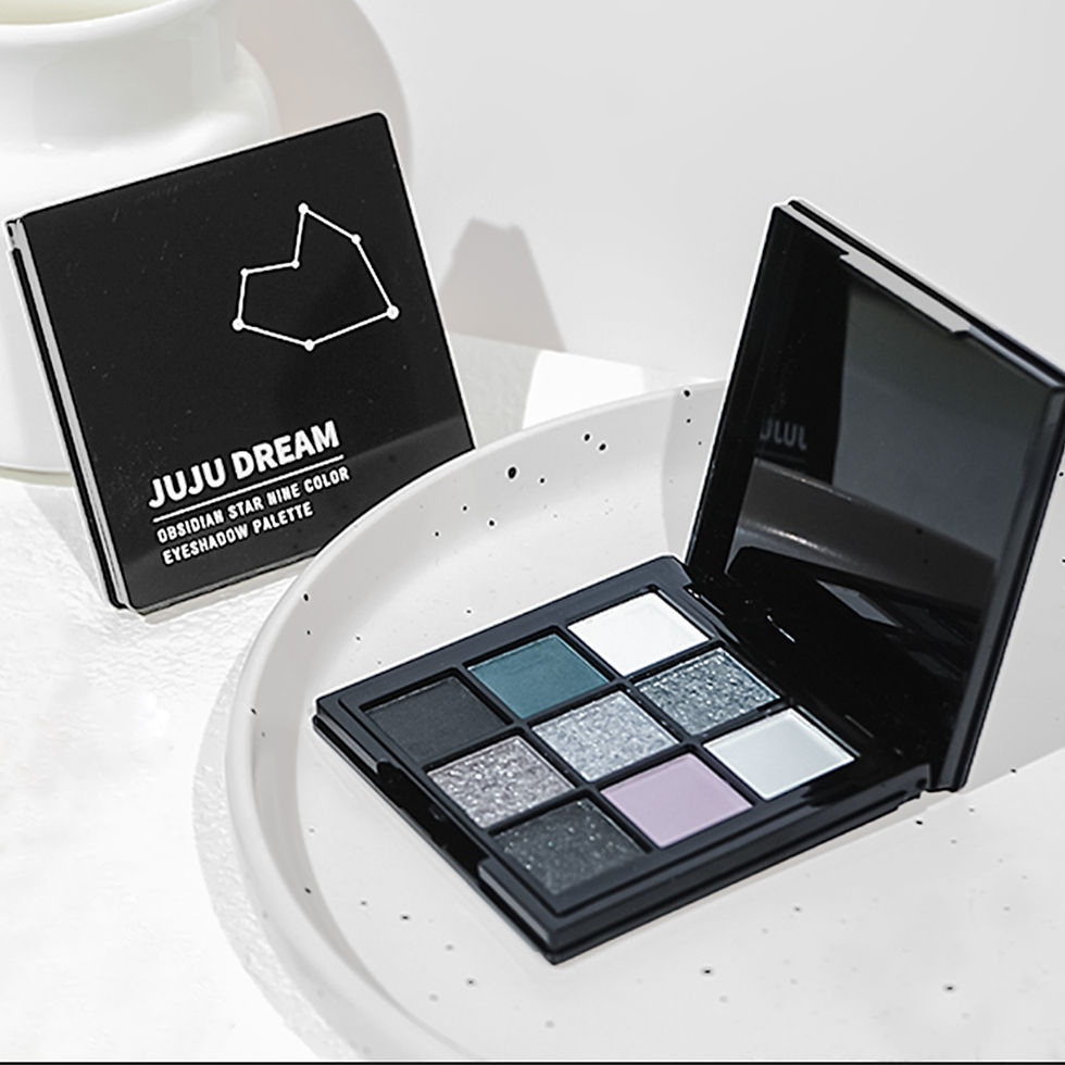 Open JUJU DREAM eyeshadow palette with 9 cool-toned shades