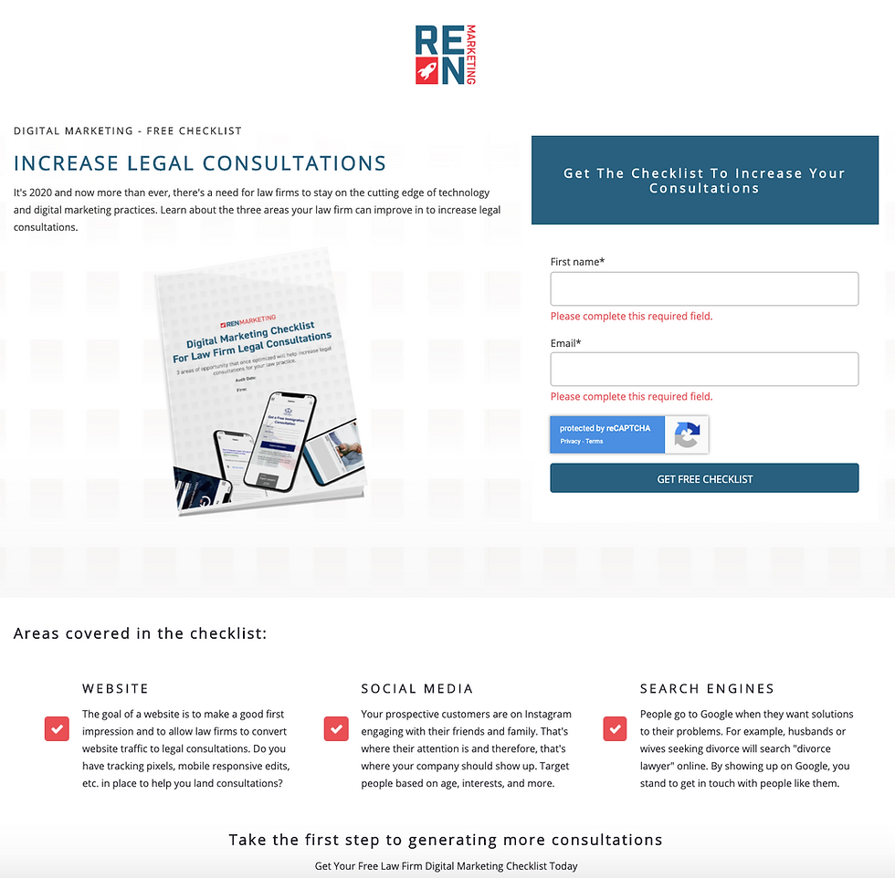 lead generation landing page example