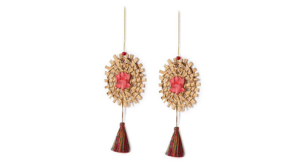 Thumbnail: Mandala Lotus Handcrafted Banana & Bamboo Hanging -  Set of 2