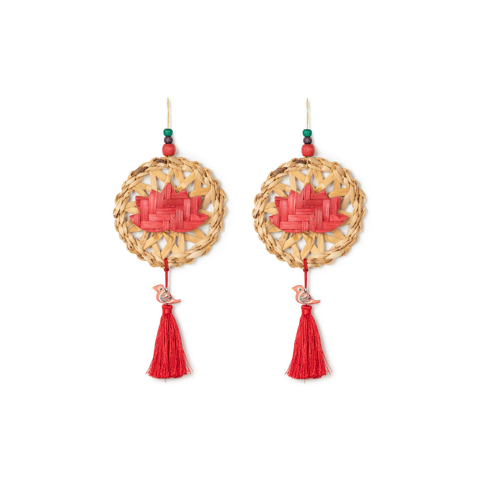 Thumbnail: Chakra Lotus Handcrafted Banana & Bamboo Hanging - Set of 2