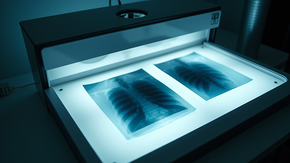 High angle view of X-ray films on a light box
