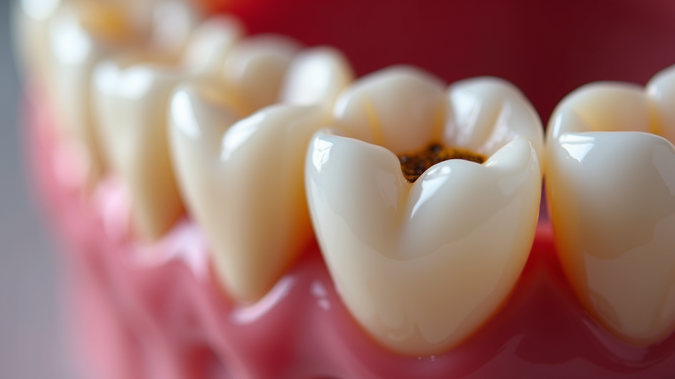 Close-up view of dental cavity on a tooth surface