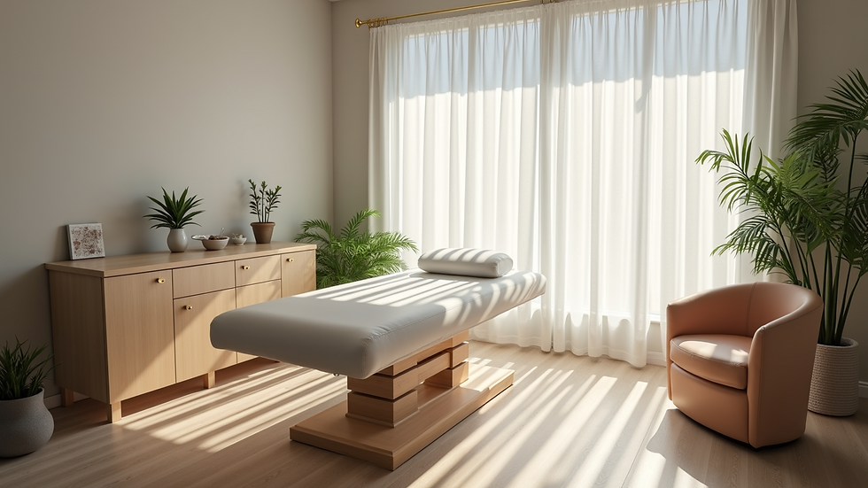 High angle view of a calm and inviting chiropractic clinic room