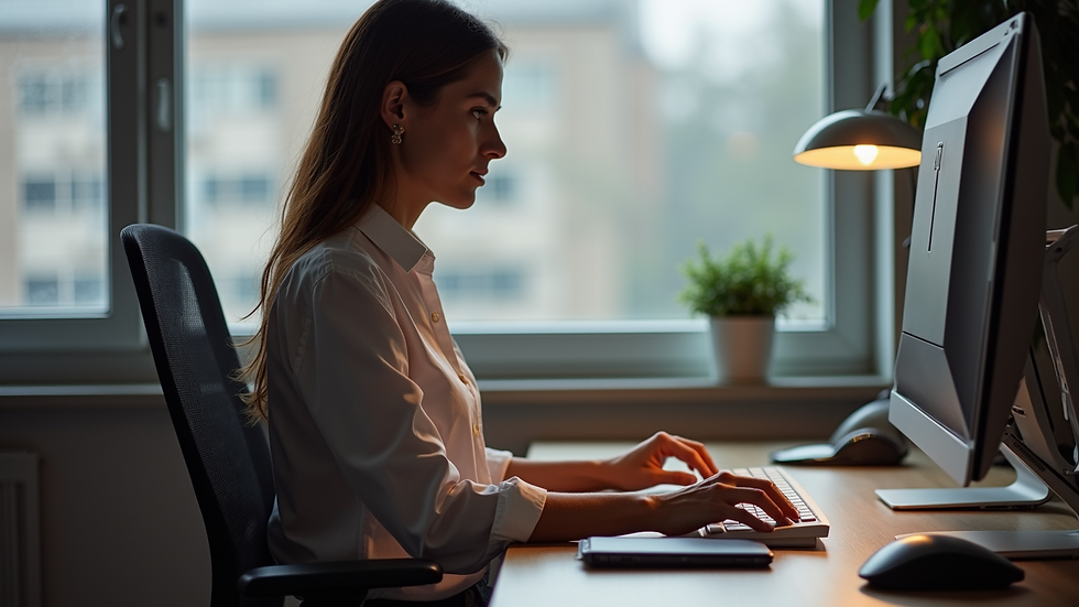 Close-up view of ergonomic workspace setup promoting good posture