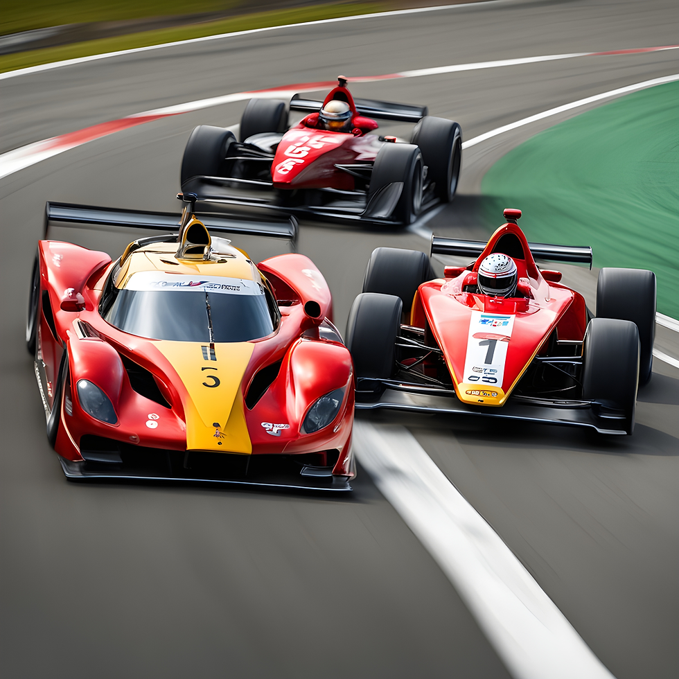 AI Generated Picture. Prompt used 'Endurance Car and Open Wheeled car, racing, on track'