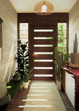 Foyer, Mid-Century + Mediterranean style