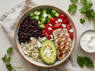 30 Minute High Protein Lunch Bowl with Chicken Beans and Greek Yogurt Dressing