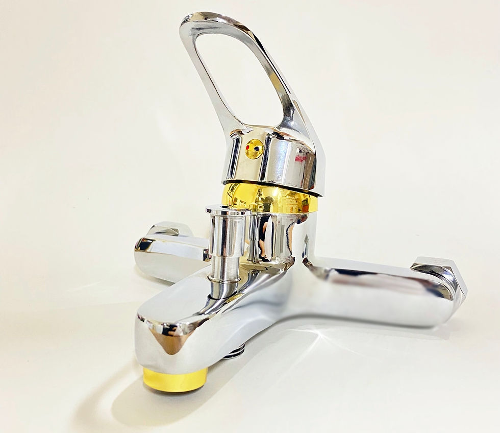 Küçük resim: Krom Gold Banyo Duş Musluğu Bataryası Sıcak Soğuk Çift Su Girişli