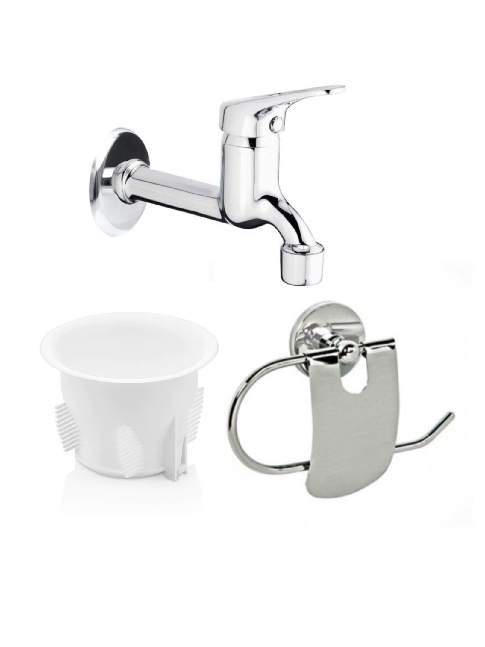 3’lü Set Aç Kapa Uzun Musluk Wc Matik Ve Tuvalet Kağıtlığı