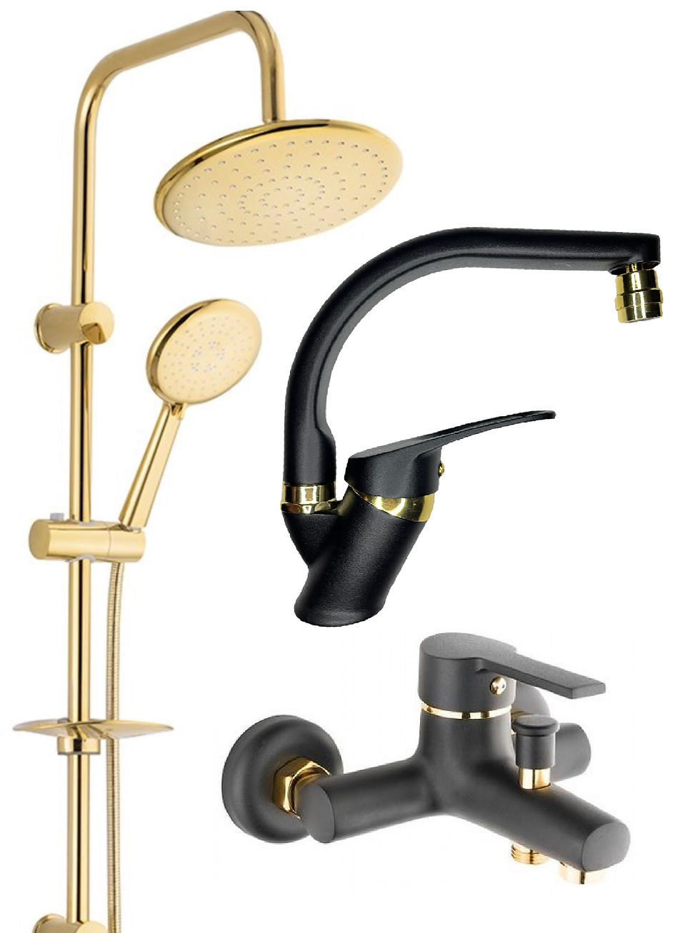 gold robot duş seti 