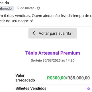 Print de Venda de Rifa do Aluno TDZ