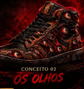 Conceito 02 de JJ Diógenes para o Halloween TDZ 2026, chamado Os Olhos, com tênis de cano alto em vi