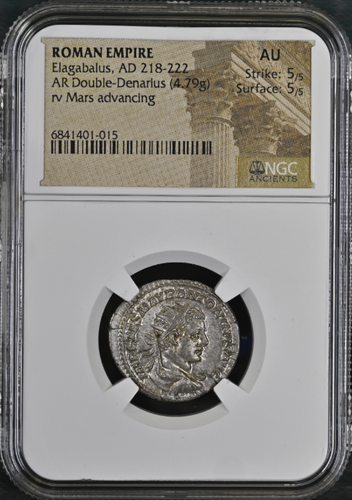 ローマ帝国　エルガバルス帝　218-222年　デナリウス貨　@185 43c36d82e6734334f590bac03b7954