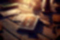 Stock image of tarot deck on a wooden desk
