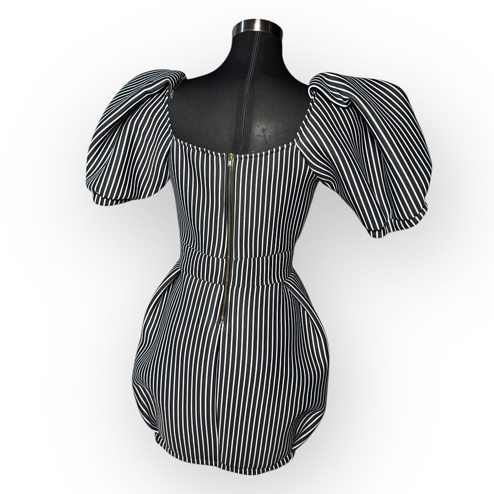 Thumbnail: Win Win Striped Puff Sleeve Mini Dress