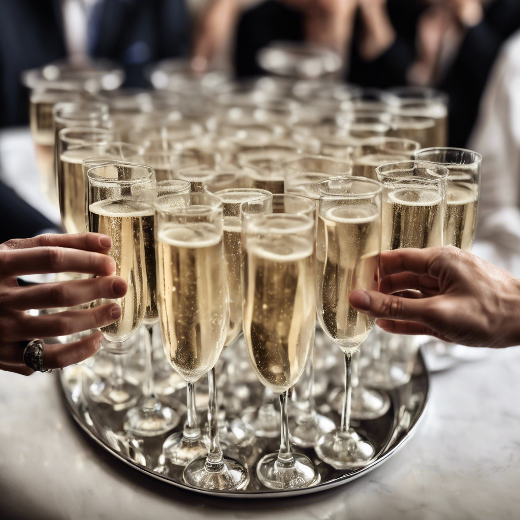 Hände die nach Champagner-Gläsern greifen