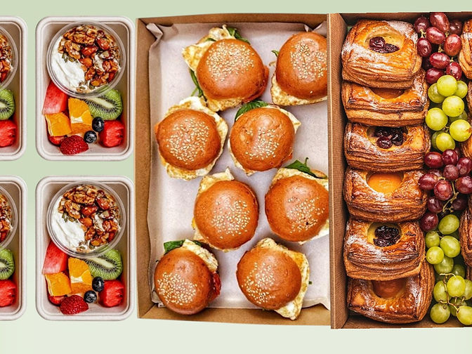 catering pastries, fruit platters