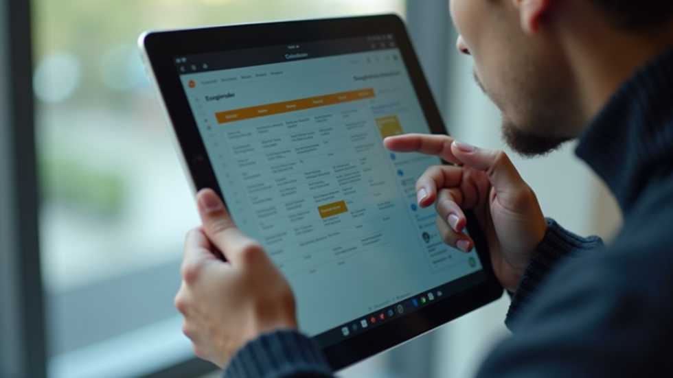 Close-up of a digital content calendar on a tablet screen