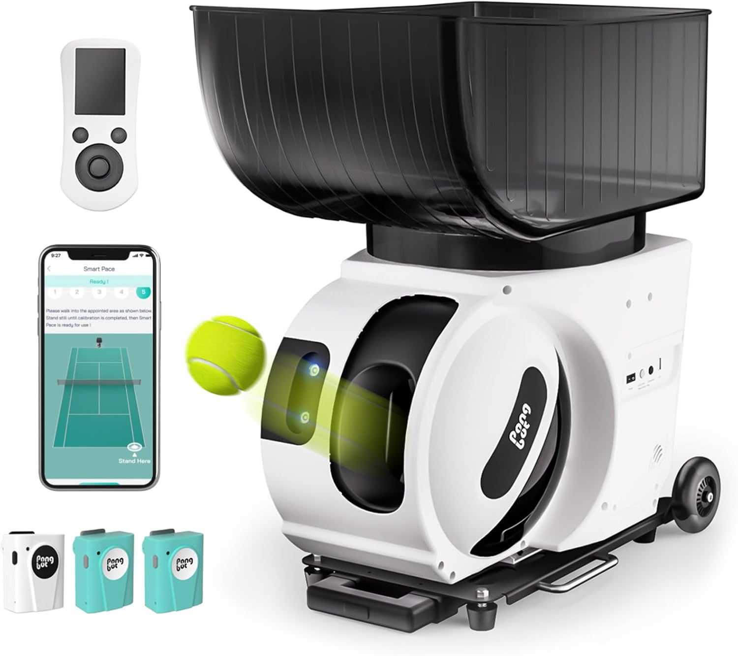 Tennis Ball Machine, APP and Remote Control, Custom Drills, 150 Ball Capacity
