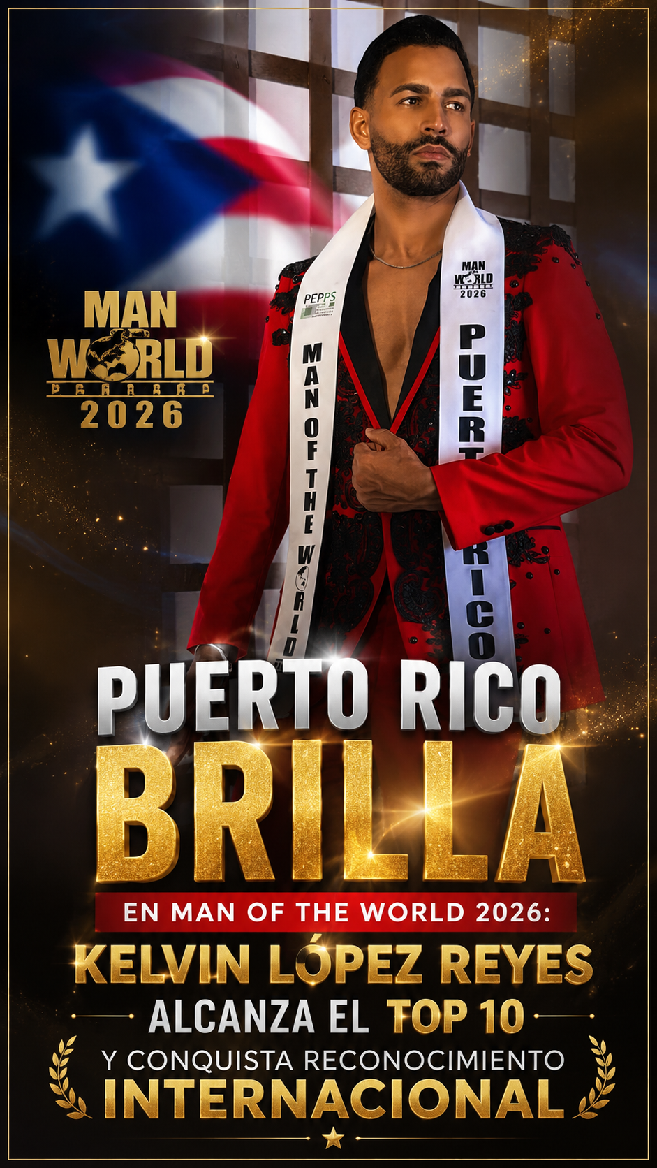 Puerto Rico brilla en Man of the World 2026: Kelvin López Reyes alcanza el Top 10 y conquista reconocimiento internacional