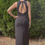 Thumbnail: Rhapso Designs Resortwear Asymmetrical keyhole cutout maxi dress in black  back view