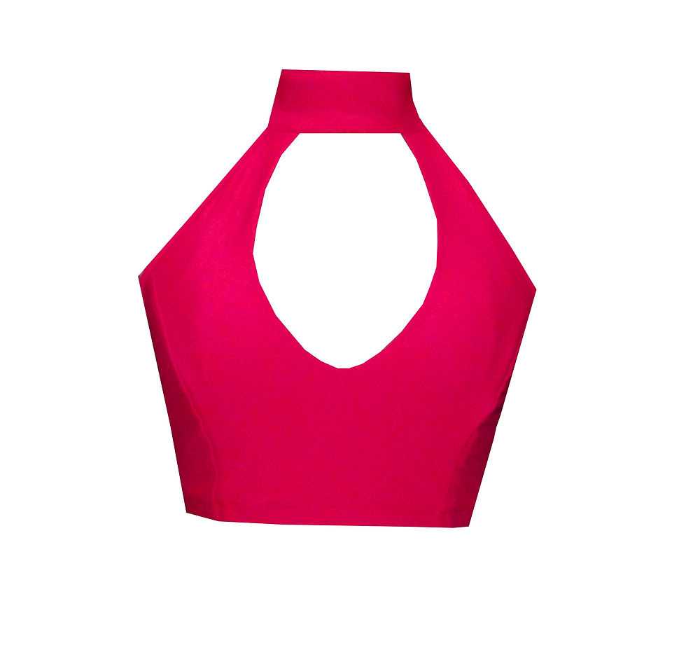 Thumbnail: High Neck Halter Sports Crop Top in Red BK139R