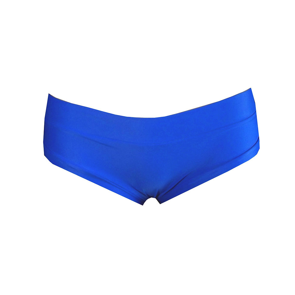 Rhapso Designs Blue booty pole shorts with scrunchie back front view