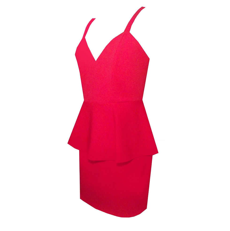 Thumbnail: Rhapso Designs Fashion- Mini Peplum Cocktail Dress in red DR66R side view