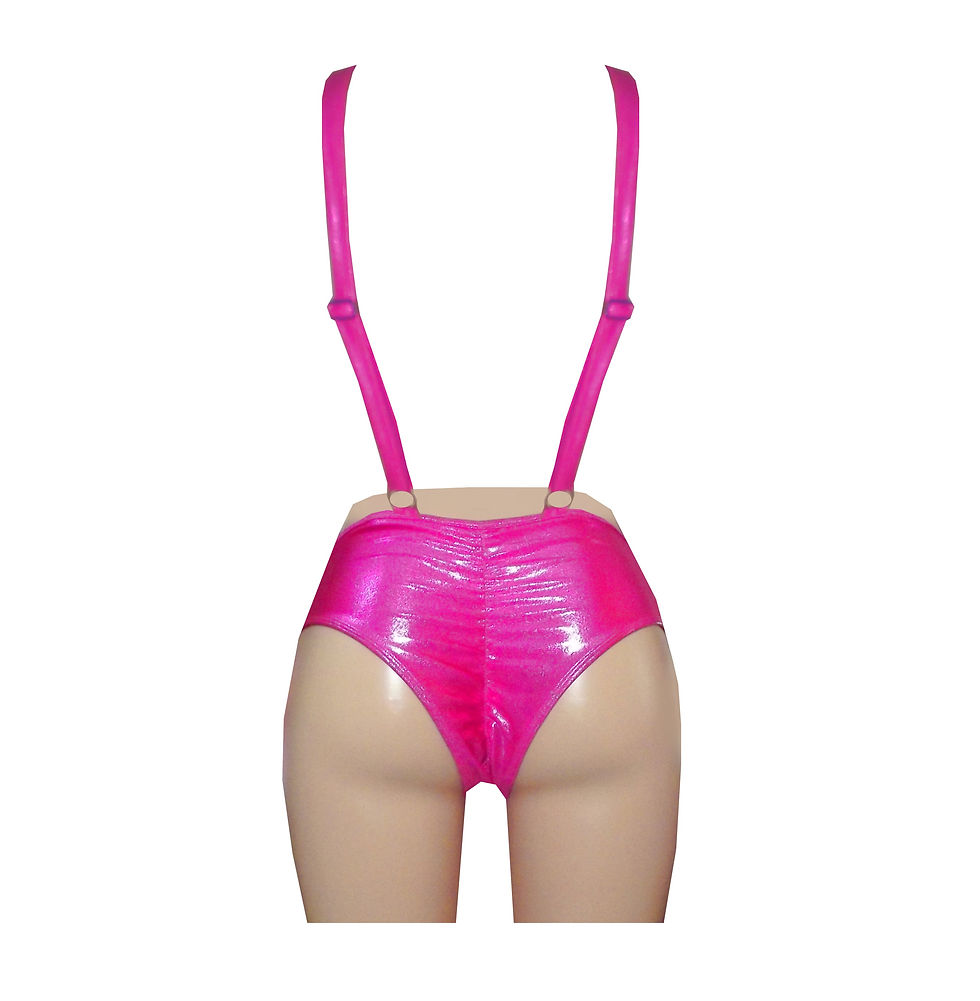 Rhapso Designs 80's Inspired High leg Sparkly pink Leotard back view