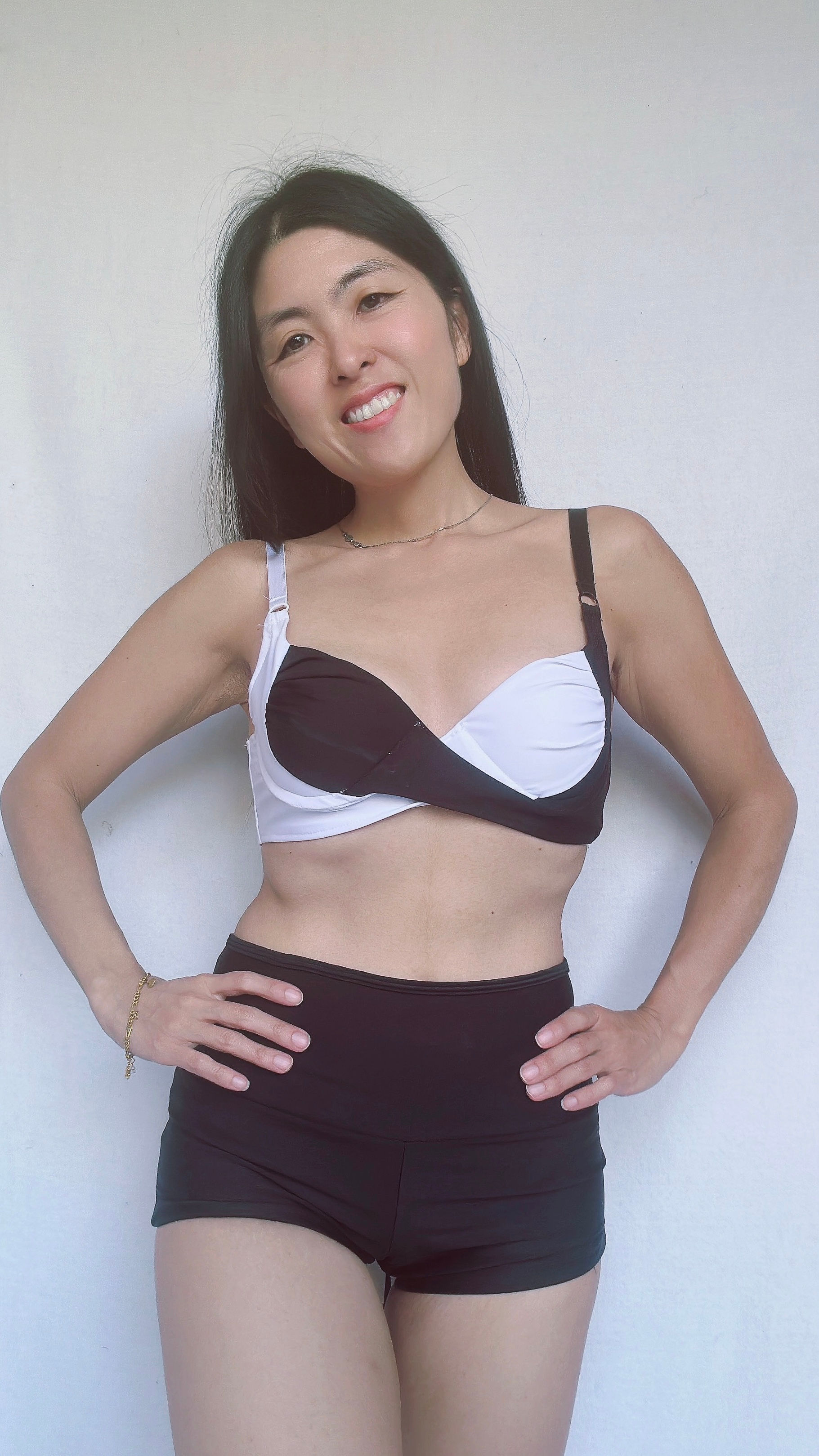 Rhapso Designs Swimwear James Bond girl monochrome bra  front view