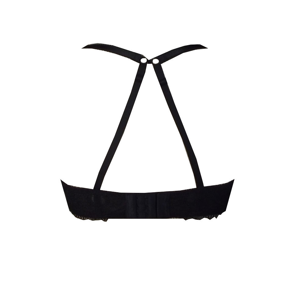 Thumbnail: Rhapso Designs Delicate Black French Lace bra soft cup back view