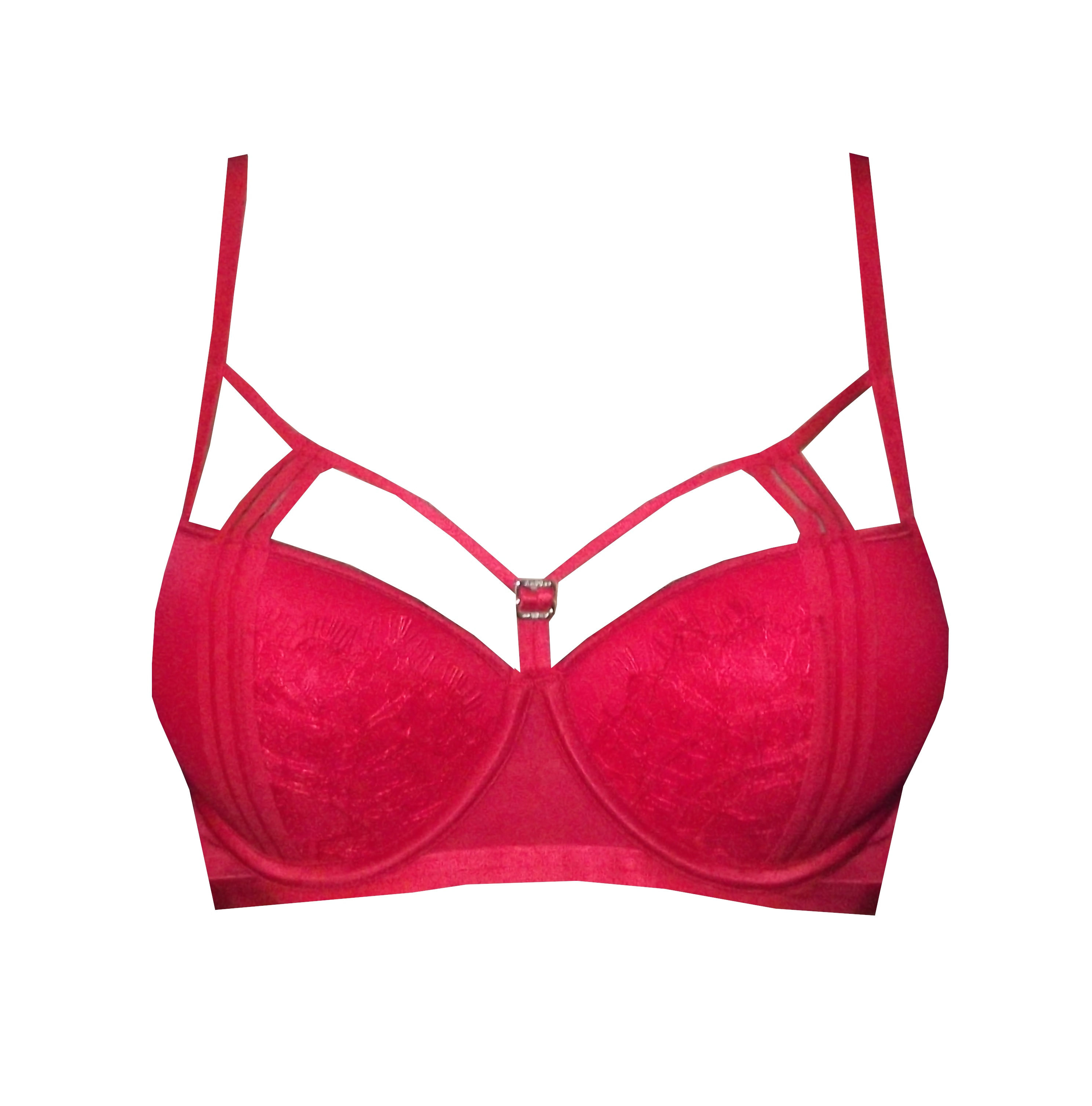 Rhapso Designs Lingerie-  Red Strappy push up lace bra BRA81R  front view
