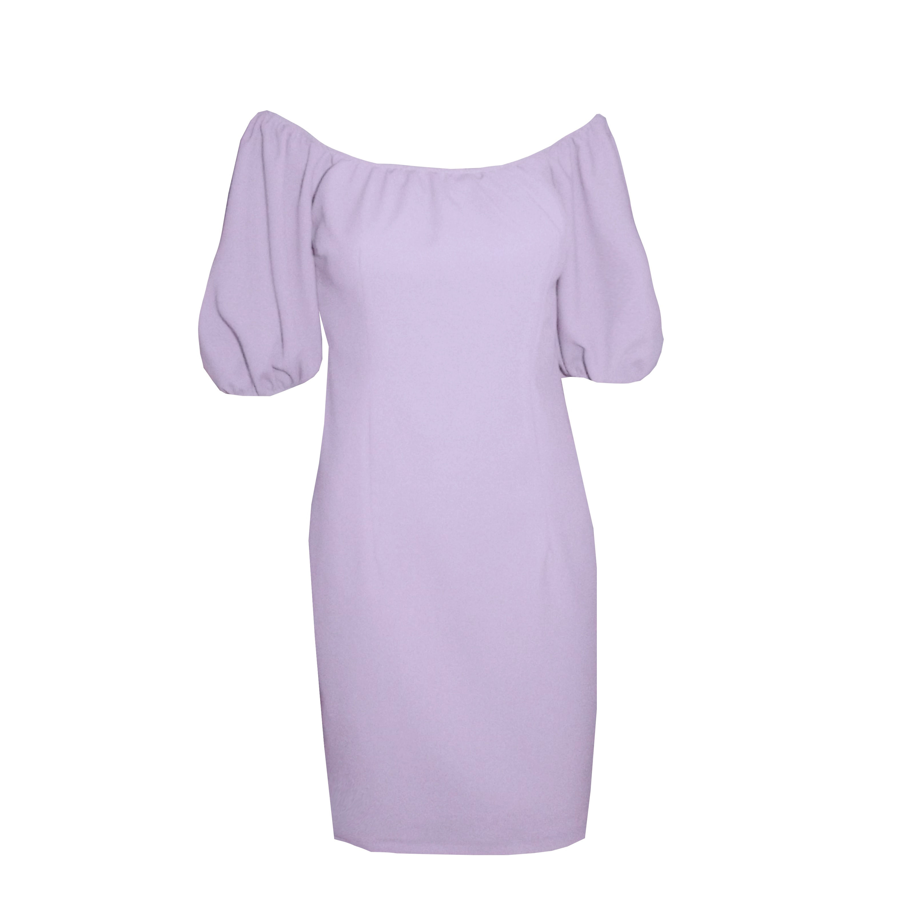 Rhapso Designs Lilac Off the shoulder puff sleeve mini dress DR107 front view