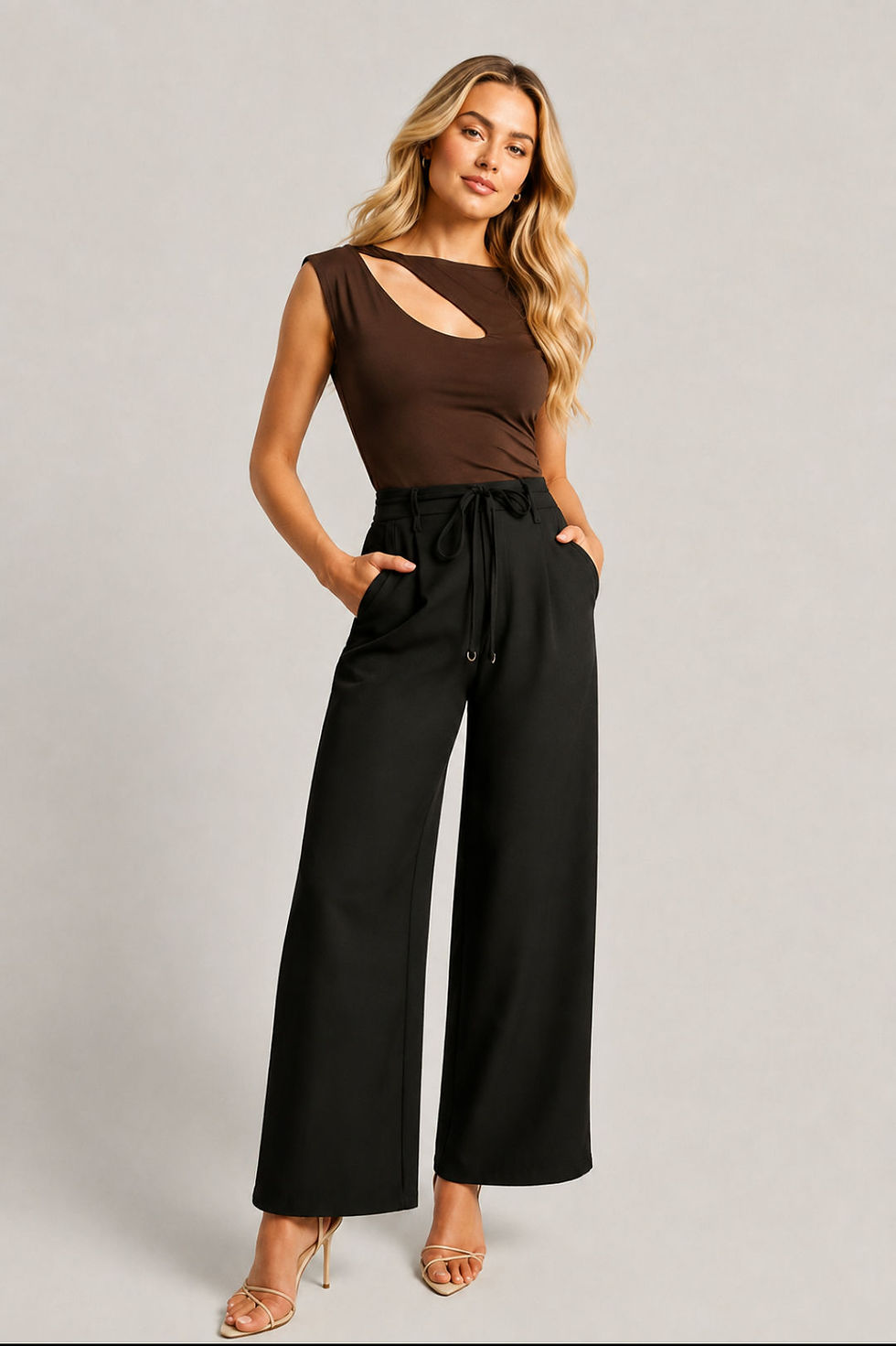 Rhapso Designs Keyhole twist strap top on cocoa
