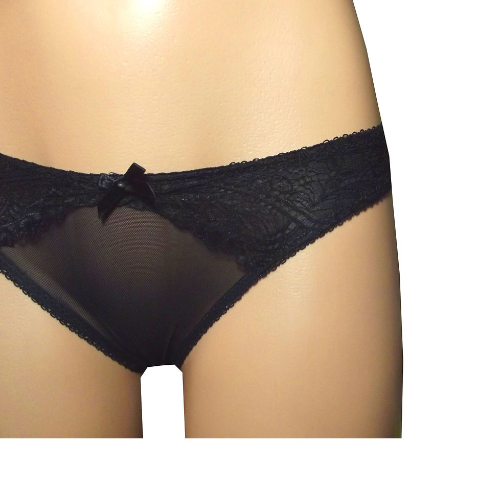 Thumbnail: Australian Lingerie Black french lace and net hipster knicker UW22blk front close  view