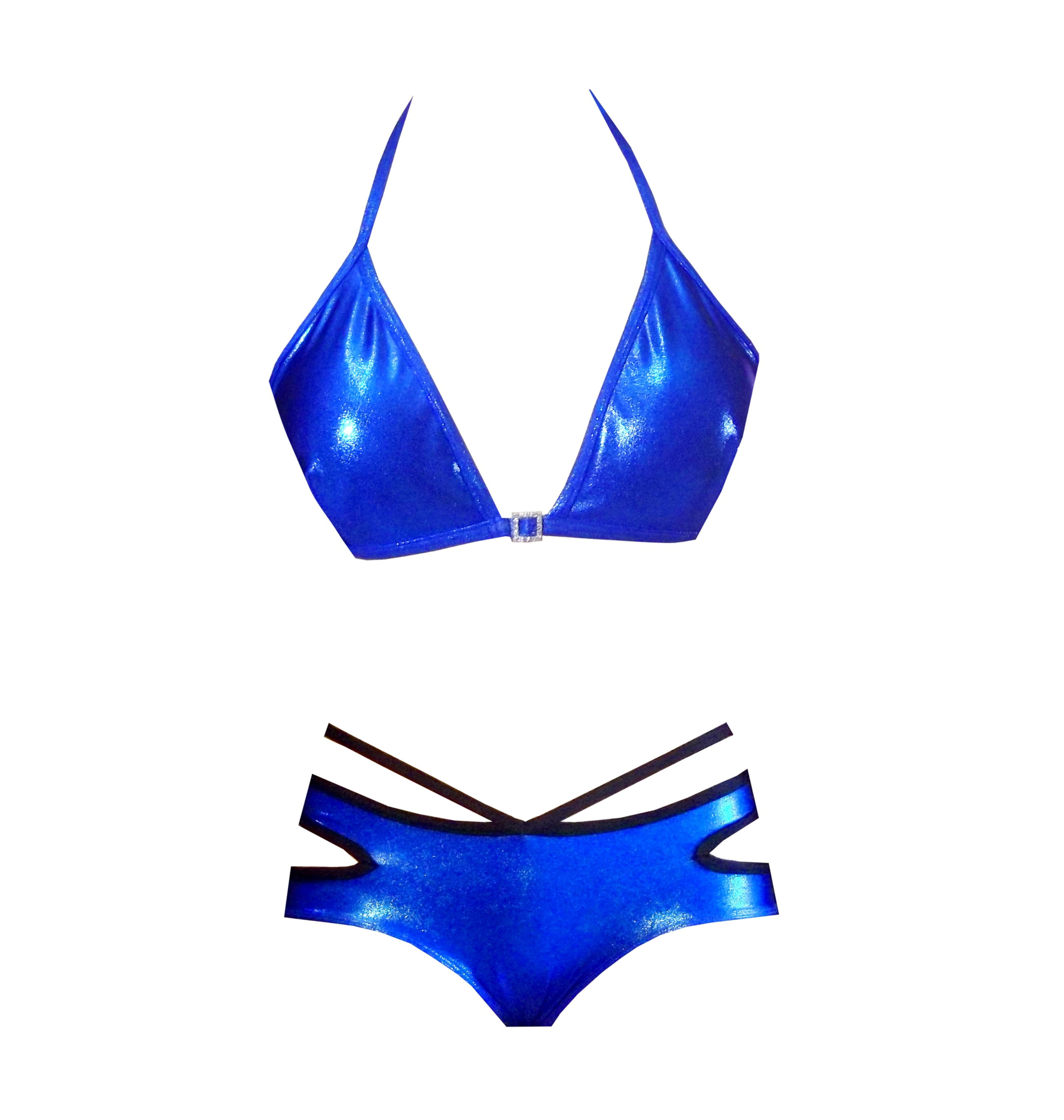 Rhapso Designs Electric Blue String Bikini Set BK1SH26 front view