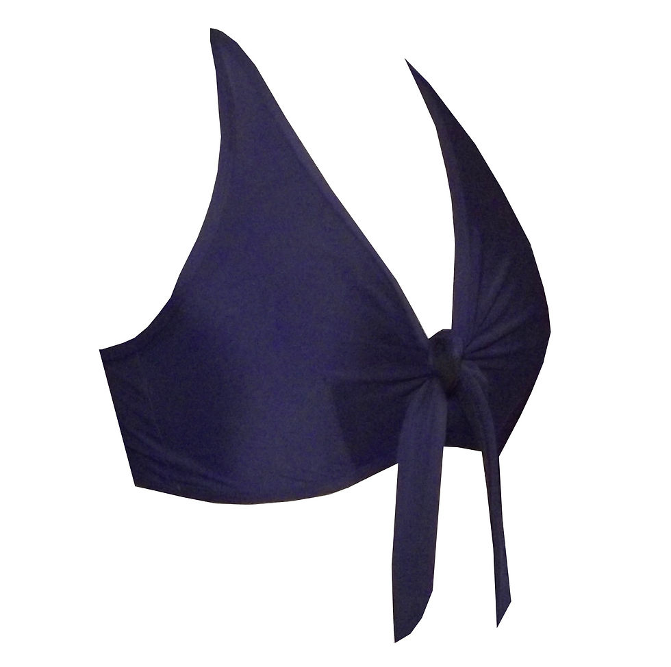 Thumbnail: Rhapso Designs Activewear-Navy Blue Knot Sports Crop Top BK129 side view