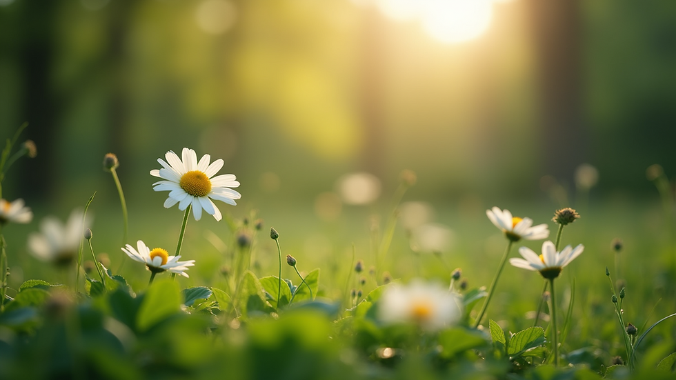 Eye-level view of a peaceful nature scene, promoting relaxation and sleep