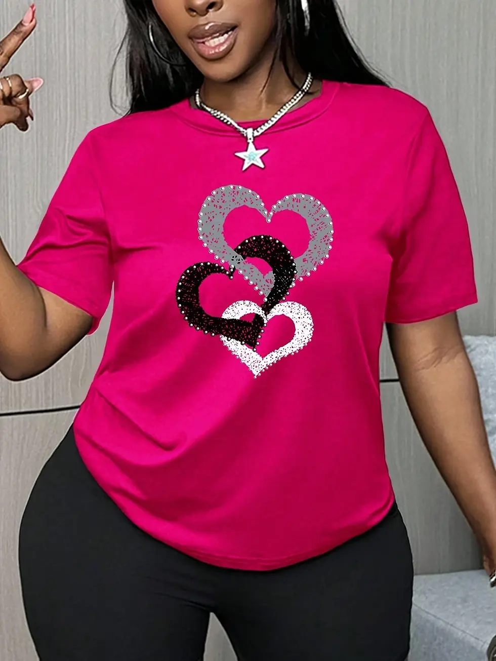 Plus Size Heart Print T-Shirt product view 2