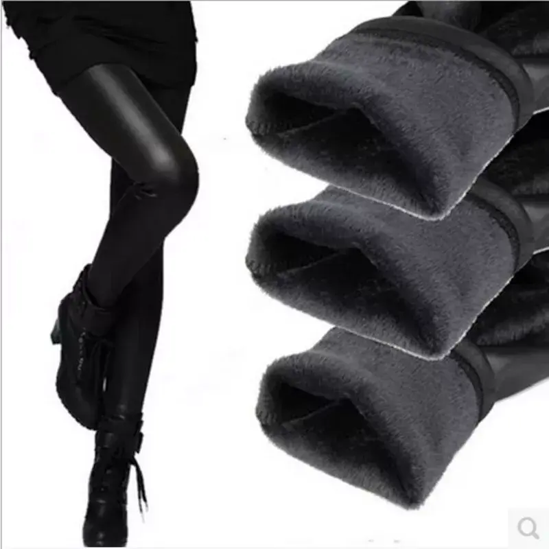 Lady Size XL Black Women Velvet Warm Leggings Autumn Winter Fashion Elastic
