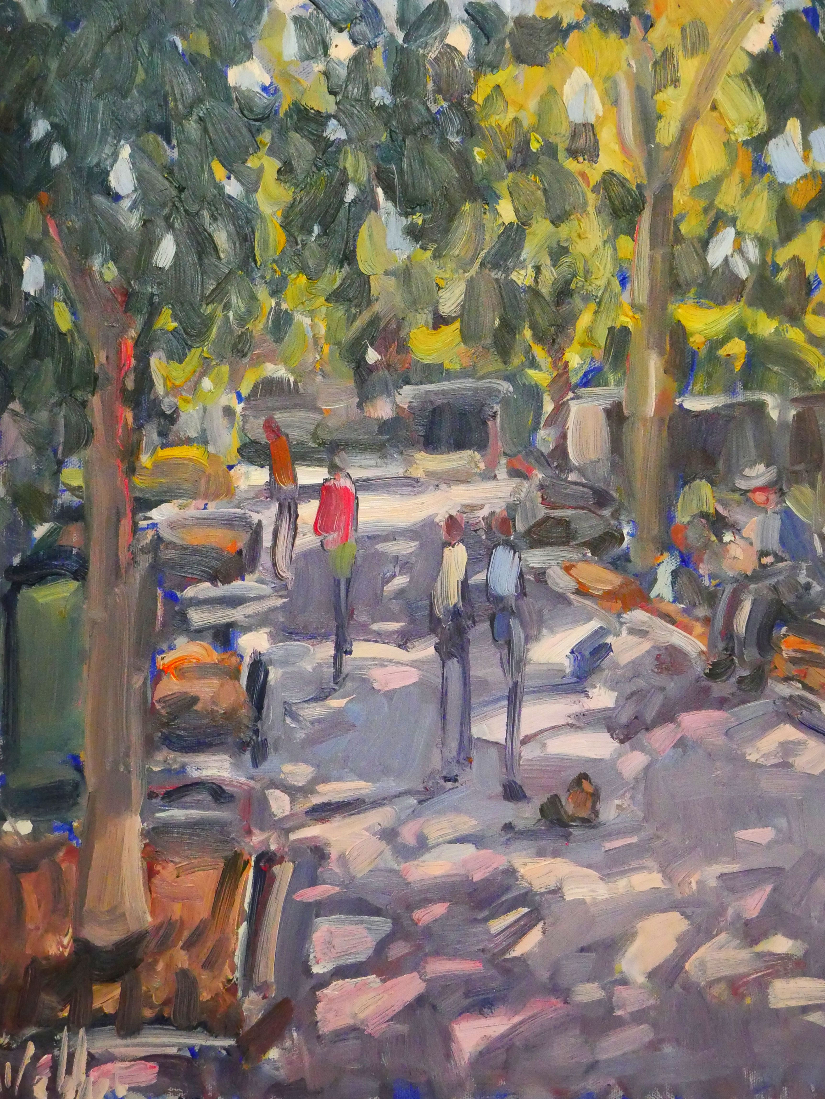 Blue Man Reading a Newspaper by Woodie Webber