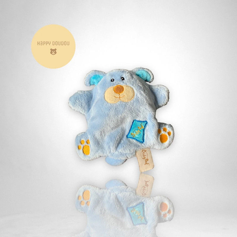 Peluche Doudou plat Chien Ours Bleu BabyNat