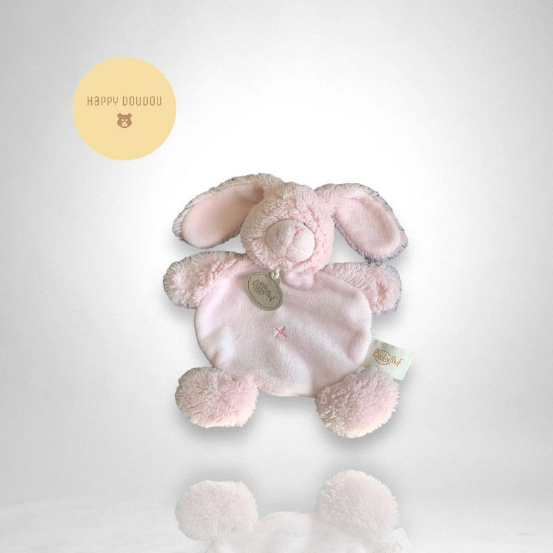 Doudou lapin rose plat baby nat