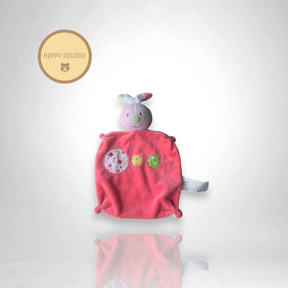 Miniature : Doudou plat lapin rose rond Okay