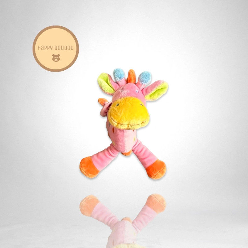 Miniature : Peluche doudou Girafe rose triangle Mots d'enfants