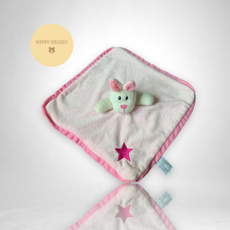 Peluche Doudou carré rose lapin étoile Zeeman