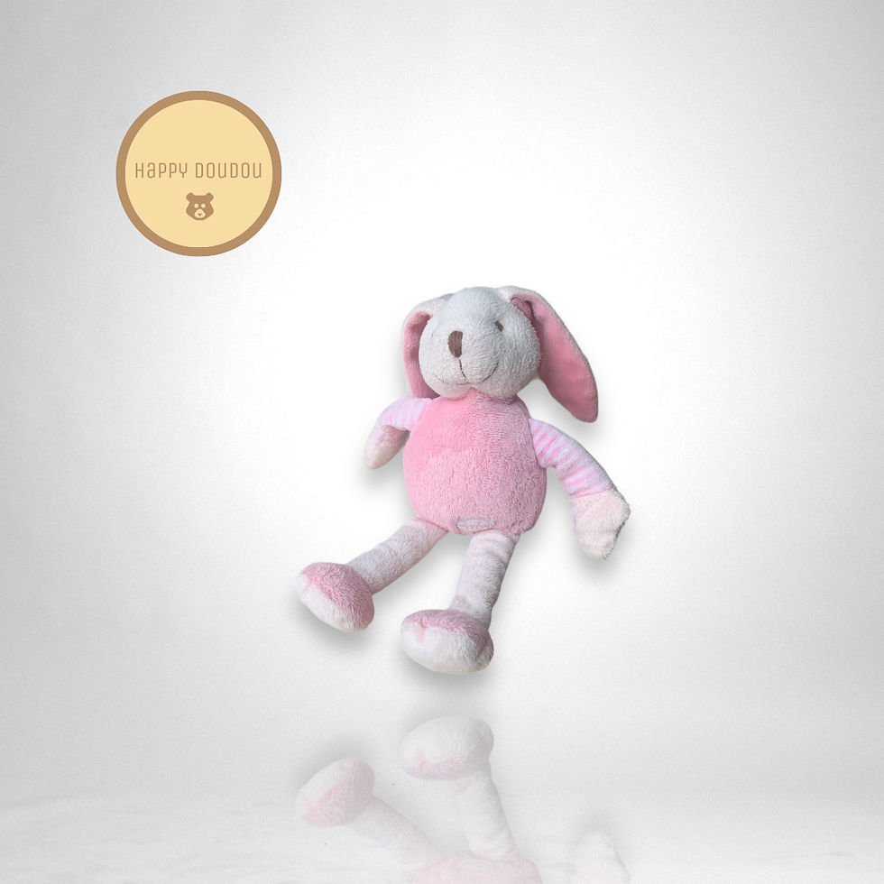 Peluche lapin rose avec rayures Babynat