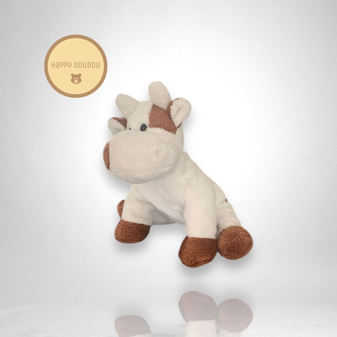 Peluche vache blanche et marron Auchan