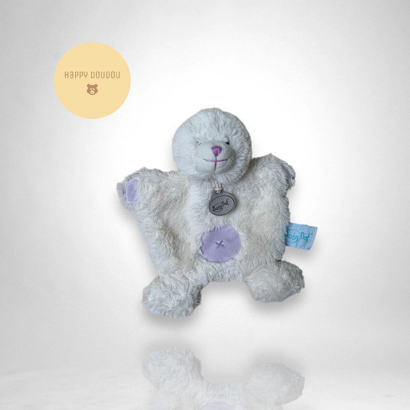 Doudou plat ours blanc et violet BabyNat