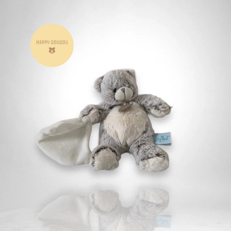 Peluche Doudou Ours blanc et marron BabyNat